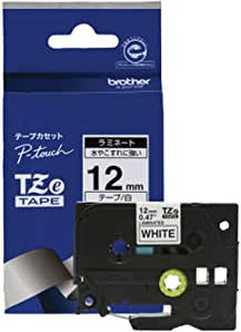 Brother Label Printer P-touch Cube PT-P300BT Refill [12mm, White Tape, Black Print]