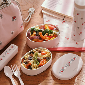 Yamanaka Lacquer Strawberry Antibacterial Utensil Set with Carry Case